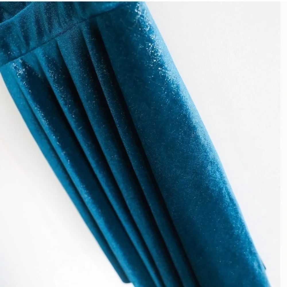 Free People velvet sparkly mini dress boho spaghetti strap S small party blue - Picture 6 of 7